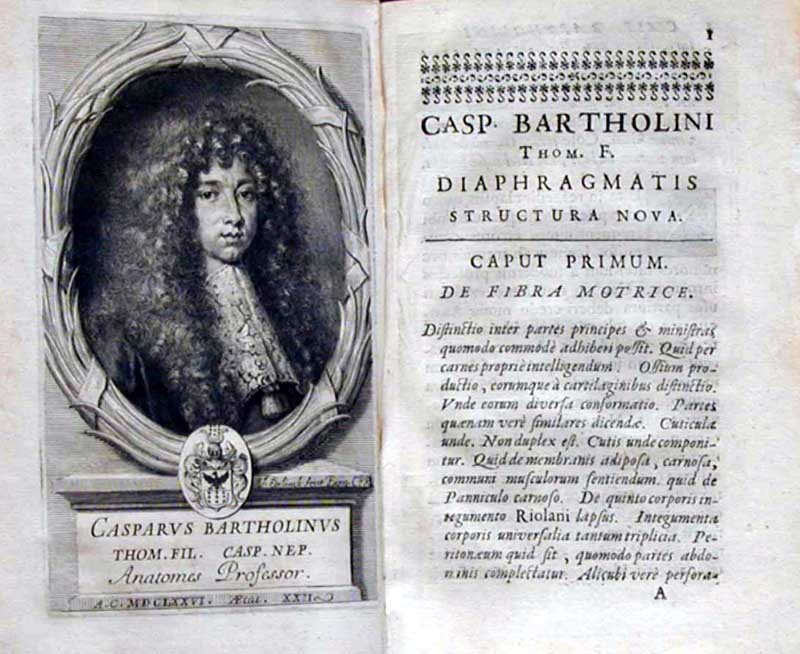 Caspari Bartolini: Diaphragmatis structura nova. Parisis 1676